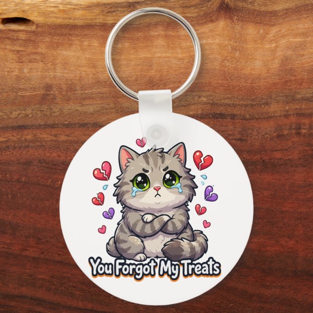 Porte-clés Chat triste, vous avez oublié mes friandises (Recto)