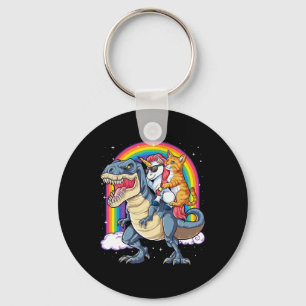 Porte-clés Chat Unicorn équitation Dinosaur T Rex Kitten Spa