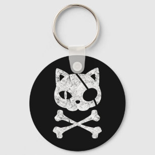 Porte-clés Chat vintage Pirate Kitten Halloween Croix du crân