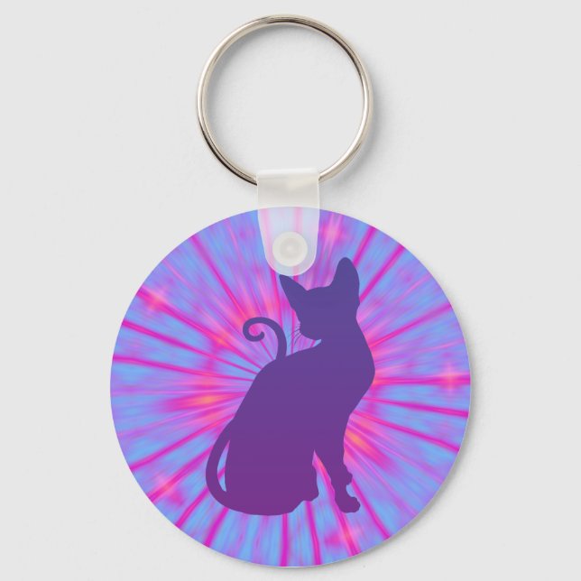 Porte-clés Chat Violet (Recto)