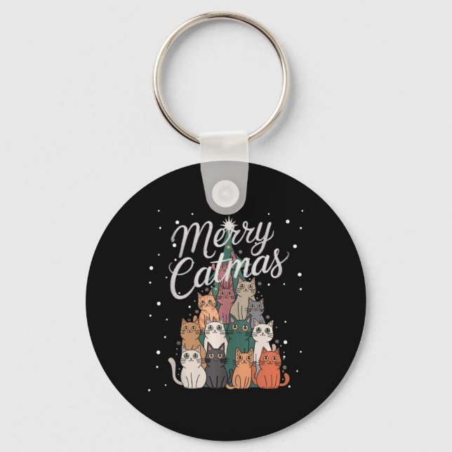Porte-clés Chat Xmas Arbre Chats Arbre de Noël Mariage Catmas (Recto)