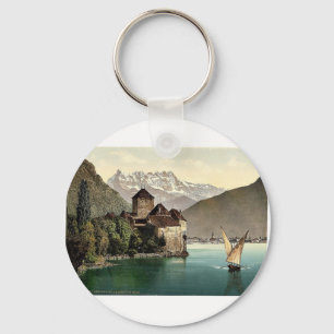 Porte-clés Château de Chillon, et Dent du Midi, Lac Genève, S