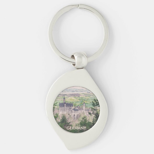Porte-clés Château de Neuschwanstein rétro en Allemagne (Devant)