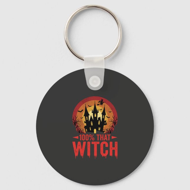 Porte-clés Château d'Halloween de cette sorcière à 100% (Recto)