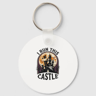Porte-clés Château ensorcelé Halloween Sorcière Lune Vintage