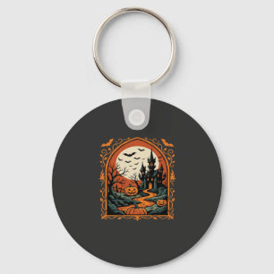 Porte-clés Château Hanté Halloween Citrouille Lune Vector Art