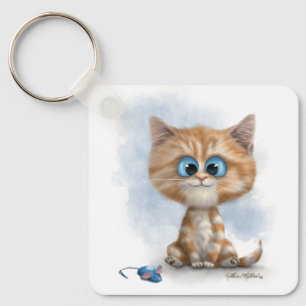 Porte-clés Chaton au gingembre avec dessin animé de souris