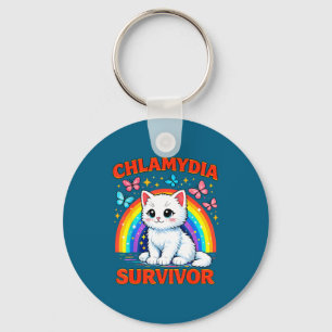 Porte-clés Chaton Blanc Survivant de Chlamydia Drôle et Sarca