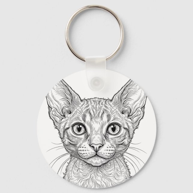 Porte-clés chaton Cornish Rex (Recto)