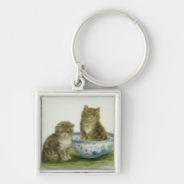 Porte-clés Chaton dans une cuvette bleue de la Chine (Devant)