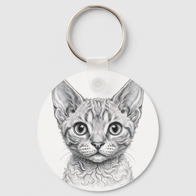Porte-clés chaton Devon Rex (Recto)