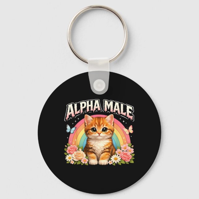 Porte-clés Chaton mâle alpha chat drôle (Recto)