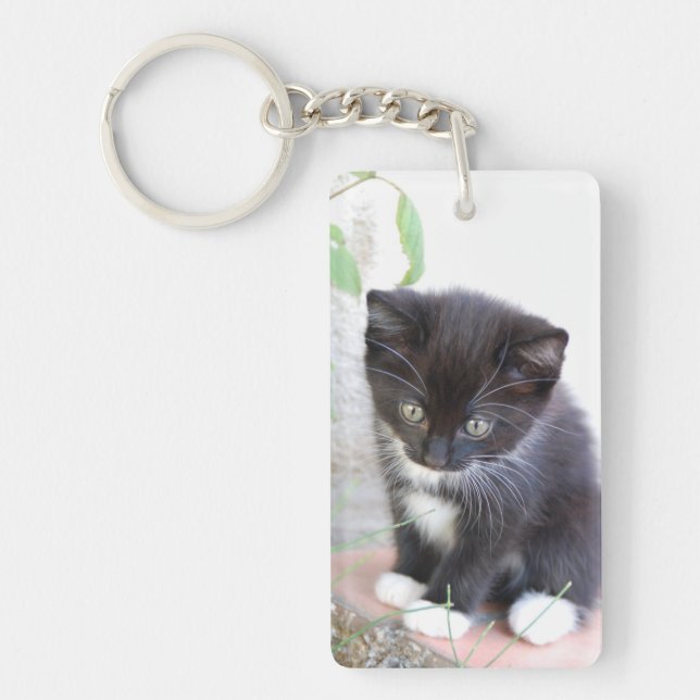 Porte-clés Chaton noir et blanc (Devant)