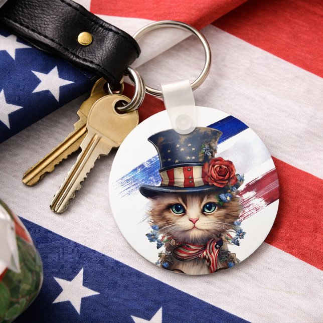 Porte-clés Chaton Patriotique Vintage (Créateur téléchargé)