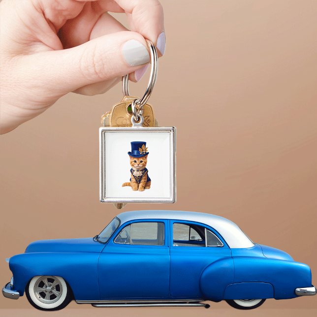 Porte-clés chaton Rose Bleu Royal (Créateur téléchargé)