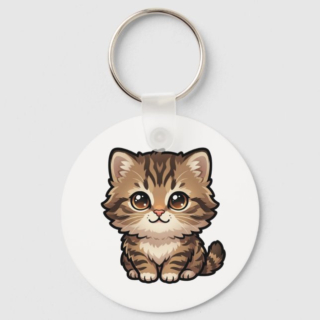 Porte-clés chaton tabby marron mignon (Recto)