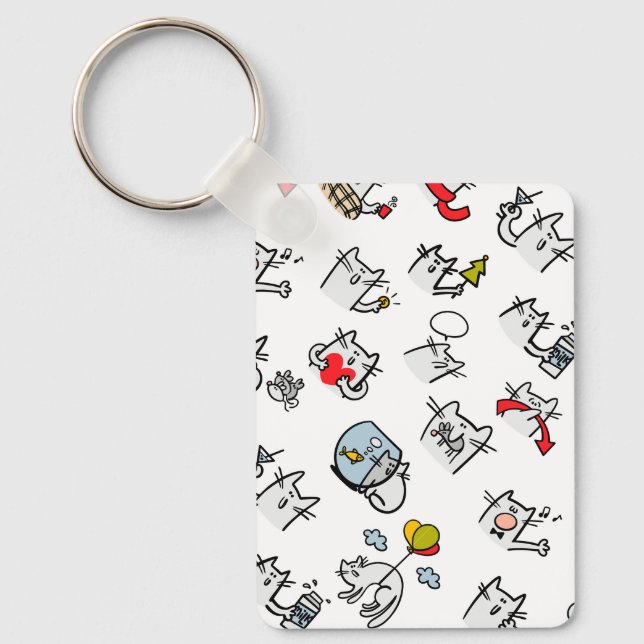 Porte-clés Chats amusants, lait et magie. (Recto)