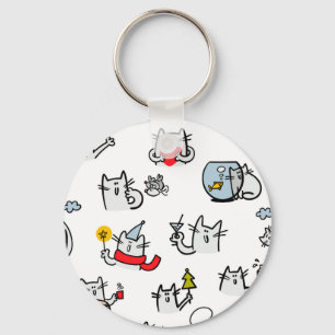 Porte-clés Chats amusants, lait et magie.