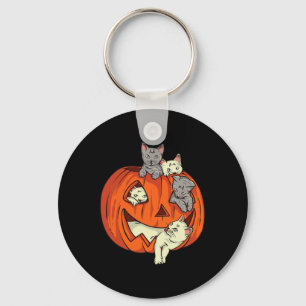 Porte-clés Chats Citrouille sculpté Jack-o'-lantern Chat Hall