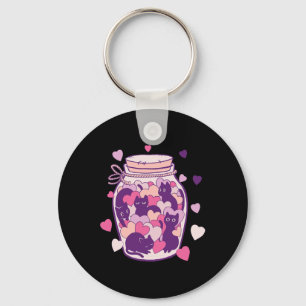 Porte-clés Chats dans une bouteille Coeurs de la Saint-Valent