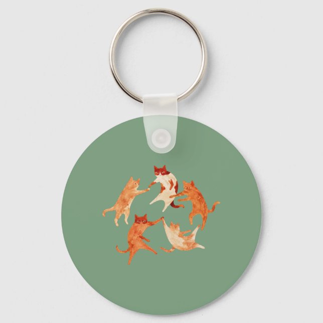 Porte-clés Chats dansants à l'aquarelle (Recto)