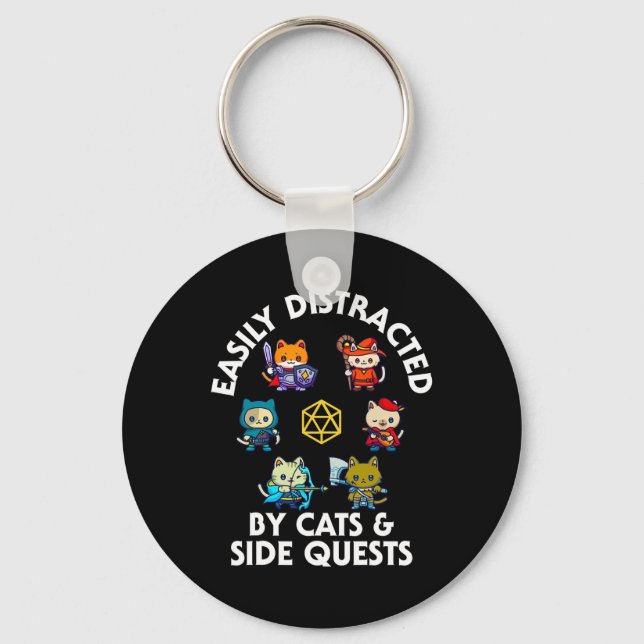 Porte-clés Chats de joueur Rpg Quête secondaire Drôle Nerd Ad (Recto)