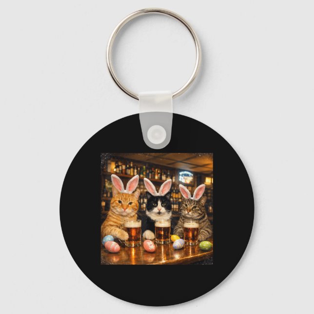 Porte-clés Chats drôles de Pâques Oreilles de Lapin Œufs pour (Recto)