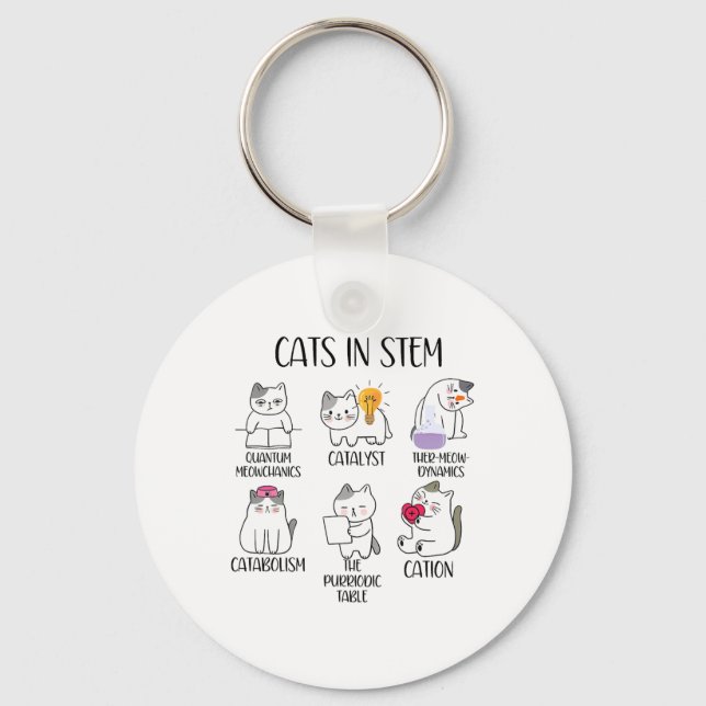Porte-clés Chats en STEM Mème scientifique drôle Nerd Chat sc (Recto)