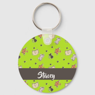 Porte-clés Chats mignons en vert