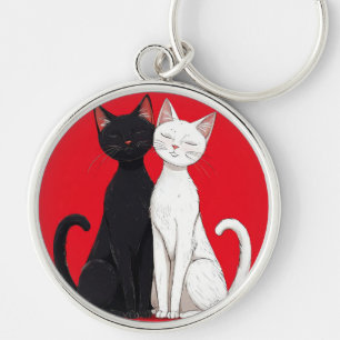 Porte-clés Chats noirs et blancs