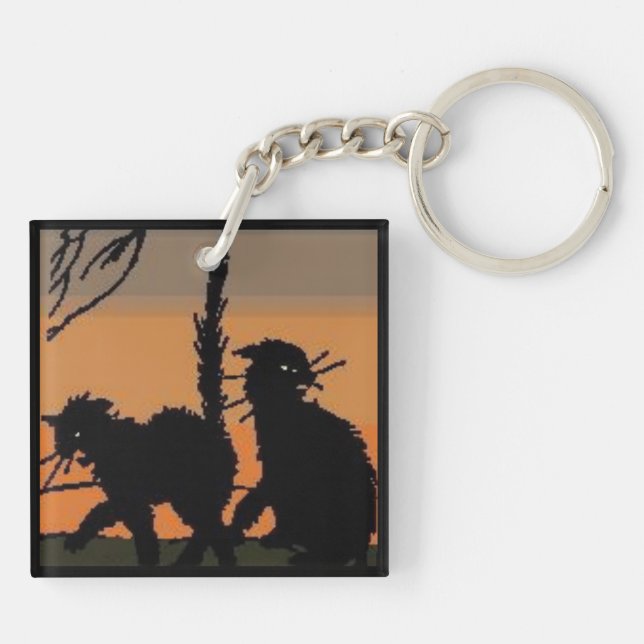 Porte-clés Chats noirs Halloween - (Dos)