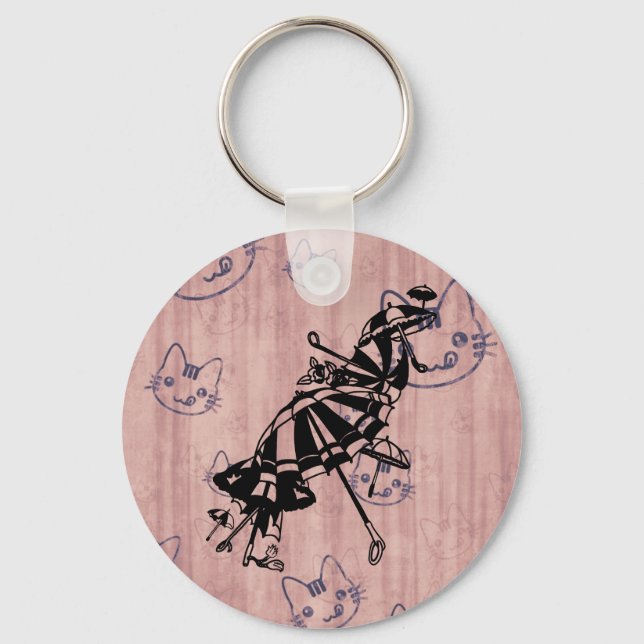 Porte-clés chats Parasols parapluies Illustration de l'art de (Recto)