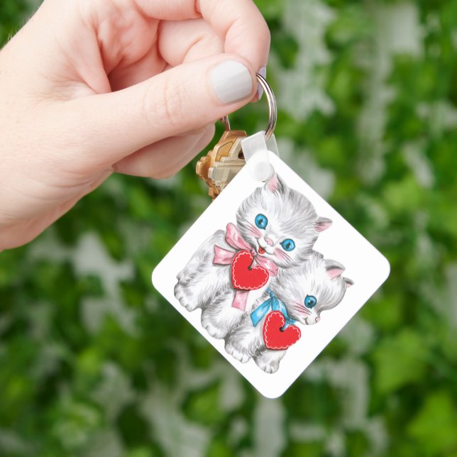 Porte-clés Chats rétro de la Saint-Valentin, chaton mignon vi (main)