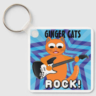Porte-clés Chats Roux Rock ! Chat Guitariste