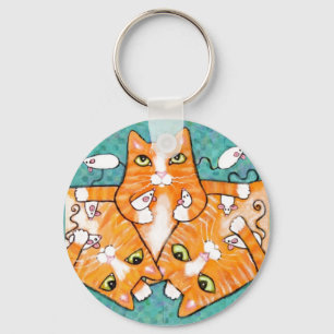 Porte-clés Chats tigrés de gingembre avec des jouets