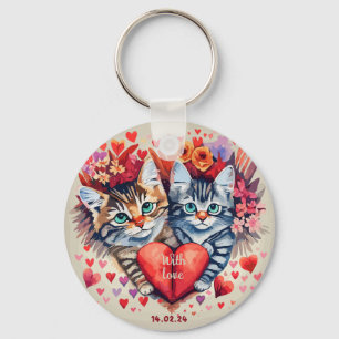Porte-clés Chats Valentines au coeur