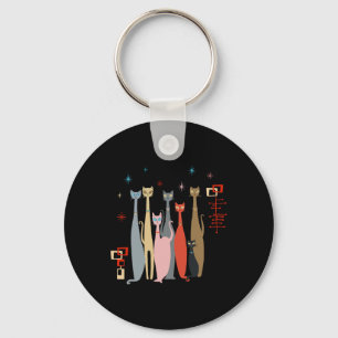 Porte-clés Chats Vintages du milieu du siècle moderne Look le