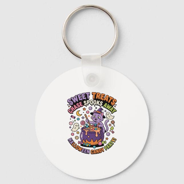 Porte-clés Chaudière de bonbons d'Halloween friandises effray (Recto)