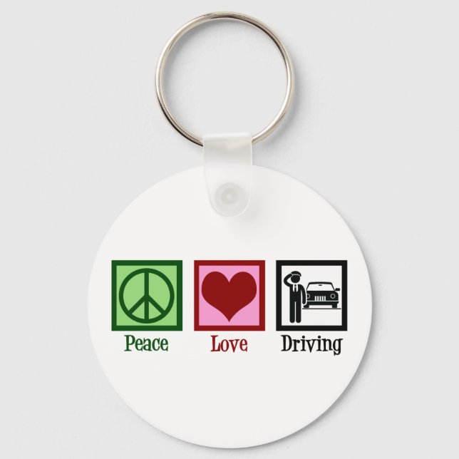 Porte-clés Chauffeur Peace Love Driving Business (Recto)