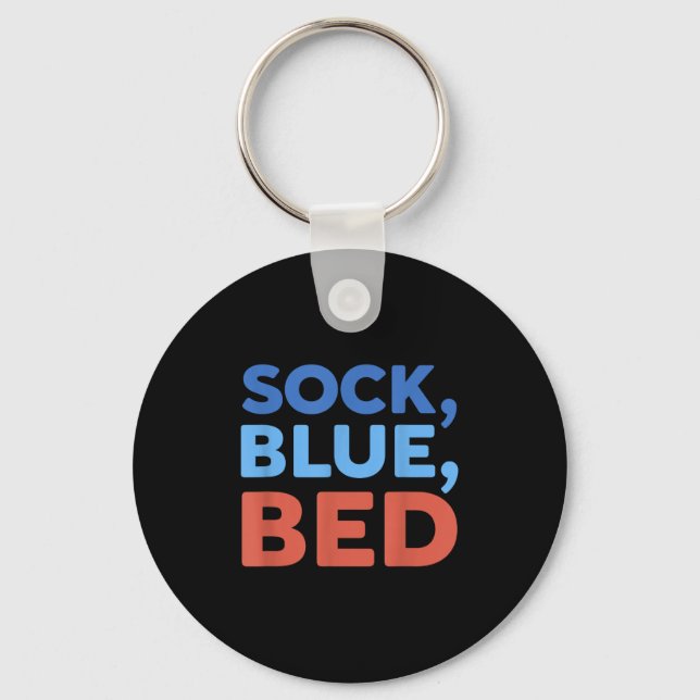 Porte-clés Chaussette Lit Bleu Mème Drôle _1  (Recto)