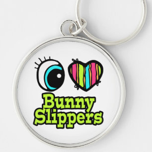 Porte-clés Chaussons Lapin J'aime Coeur Oeil Brillant