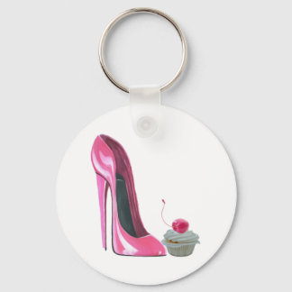Porte-clés Chaussure Stiletto Rose et Cupcake