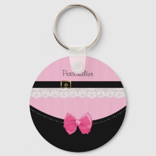 Porte-clés Chaussures de bébé roses et noires Girly avec