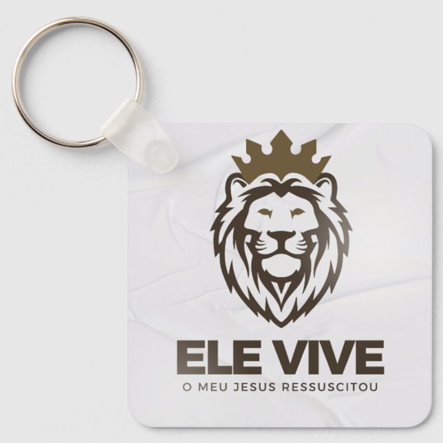 Porte-clés Chaveiro personalizado Ele Vive (frente e verso)   (Recto)