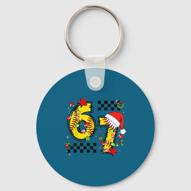 Porte-clés Checkered 67 Softball Santa Hat Christmas Six Seve (Recto)