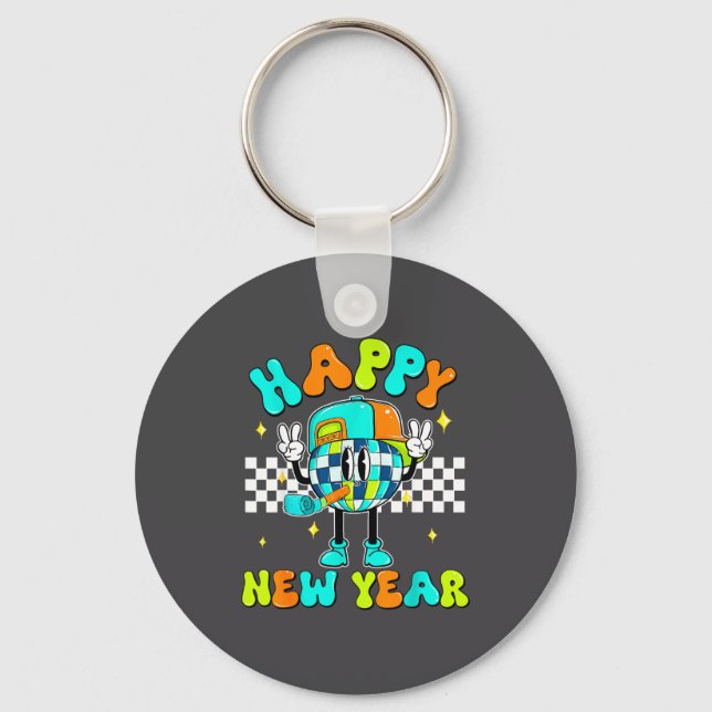 Porte-clés Checkered Happy New Year 2026 Disco Ball New Year  (Recto)