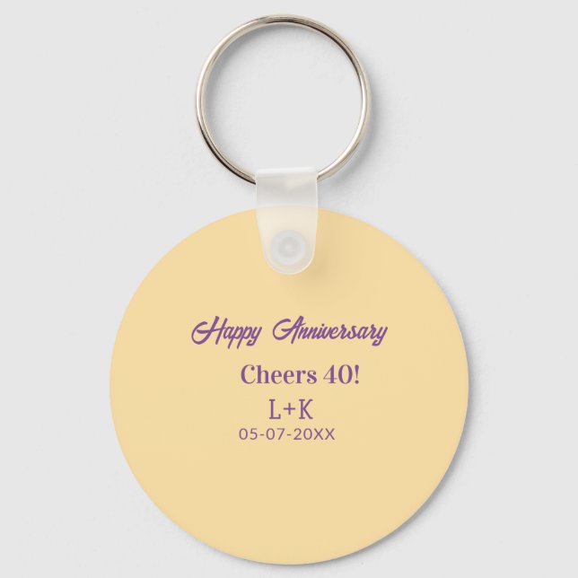 Porte-clés Cheers 40 happy anniversary purple orange pastel n (Recto)