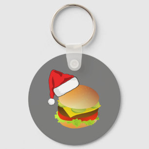 Porte-clés Cheeseburgers Hamburger Santa Hat Correspondance d