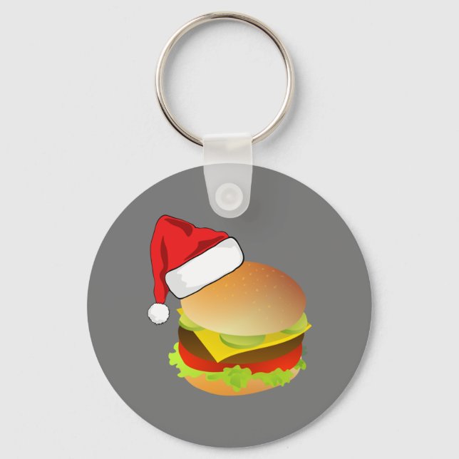 Porte-clés Cheeseburgers Hamburger Santa Hat Correspondance d (Recto)