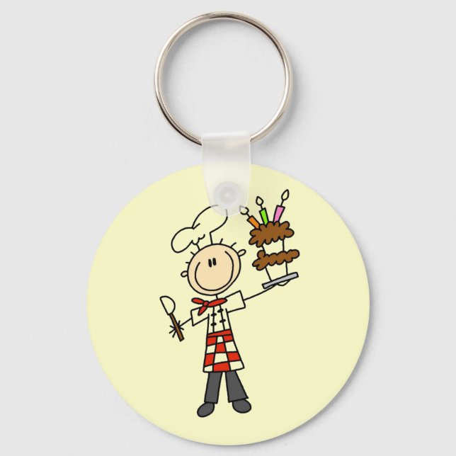 Porte-clés Chef avec gâteau d'anniversaire (Recto)